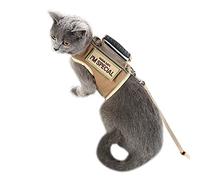 Tactical Khaki Kitty Harness and Leash - Escape Proof, Adjustable Walking Jacket, Padded Stylish Vest, Small