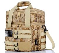 Tactical Lunch Box for Men, Large Insulated Lunch Bag for Adult, Heavy Duty Double Deck Expandable Lunch Cooler Bag with American Flag, Leakproof Soft Lunch Pail for Work Office Camping - Camo khaki