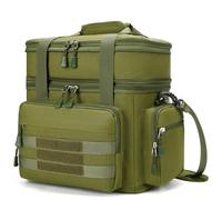 Tactical Lunch Box for Men, Large Leakproof Insulated Lunch Bag, Heavy Duty Lunch Cooler Bag with MOLLE Lunch Pail for Work Camping Fishing Picnic (Black, 14L) (P Green)