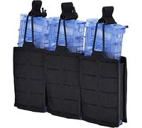 Tactical Mag Pouch for Rifle Laser Cutting Molle Rifle Mag Pouch Triple Mag Pouch Open Top Mag Pouch for Rifle Magazine Holster for Tactical Bag Accessories Holder (BK)