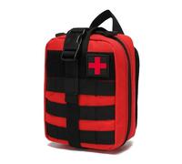 Tactical Medical Molle Pouch Tactical - 1000D Nylon First Aid Pouchs, Big Capacity EMT Bag Utility, Heavy Duty Military Grade Rip-Away Ifak Pouch for Home and Outdoor Activities (Red)