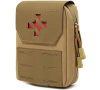 Tactical Medical Pouch - Rip-Away lFAK & First Aid Bag | Molle-Compatible | 1000D Nylon | D-Ring Clip Locking (Khaki)