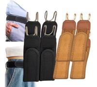 Tactical Metal Hook Elastic Belt, Lazy Person's Buckle-Free Adjustable Elastic Belt with Velcro Closure for Work Home and Travel (2*Black+2*Brown)