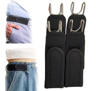 Tactical Metal Hook Elastic Belt, Lazy Person's Buckle-Free Adjustable Elastic Belt with Velcro Closure for Work Home and Travel (2*Black)