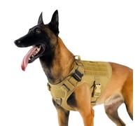 Tactical Military Dog Harness for Large Dogs, Heavy Duty No Pull Dog Harness with Handel, Adjustable Buckles Vest for Training, Walking, Hiking, Brown (M)