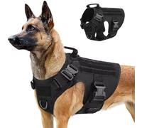 Tactical Military Dog Harness for Large Dogs, Heavy Duty No Pull Dog Harness with Handel, Adjustable Buckles Vest for Training, Walking, Hiking, Black (M)