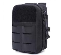 Tactical Mini Belt Pouch - E.DC Molle Utility Pouch with 3 Compartments, Card Slot | First Aid, Battery & Gear Holder | Water-Repellent 1000D Nylon (Black)