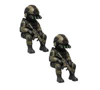 Tactical Mini Soldier Figurine, Armed Special Forces Sculpture, Sitting Operator Action Figure, Realistic Military Soldier Mini Figurines, Army Soldier Collectible for Military Veterans Men (2Pcs)