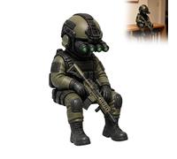 Tactical Mini Soldier Figurine, Armed Special Forces Sculpture, Sitting Operator Action Figure, Realistic Military Soldier Mini Figurines, Army Soldier Collectible for Military Veterans Men (1Pcs)