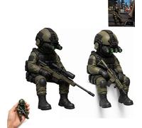 Tactical Mini Soldier Figurine, Sitting Operator Action Figure with Night Vision, Realistic Special Forces Monitor Buddy, Desktop Gaming Decor Collectible for Military Veterans Men B)