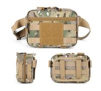 Tactical Molle Admin Pouch EDC Military Tool Organizer for Backpack, Belt Zipper Utility Waist Bag, Horizontal Phone Pouch(CP)