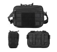 Tactical Molle Admin Pouch EDC Military Tool Organizer for Backpack, Belt Zipper Utility Waist Bag, Horizontal Phone Pouch(Black)