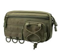 Tactical MOLLE Admin Pouch - Horizontal Daily Carry Utility Bag w/Drawstring Pocket, E.MT Medical Organizer for Vest, Backpack, Belt (Green)