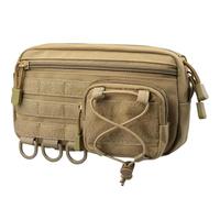 Tactical MOLLE Admin Pouch - Horizontal Daily Carry Utility Bag w/Drawstring Pocket, E.MT Medical Organizer for Vest, Backpack, Belt (Khaki)