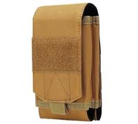Tactical Molle Phone Pouch Universal Double Layer Mobile Phone Holster Holder Outdoor Waist Belt Pouch Hunting Hiking Camping (Khaki)