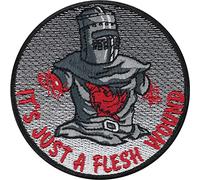 Tactical Morale Patch Embroidered | It's just a Flesh Wound | Emblem Military Army Badge Biker Patch - Black Knight| DIY Fabric Applique sew on/Iron on for All Fabrics | 80X80 mm