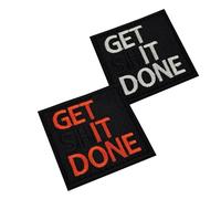 Tactical Morale Patch, GET IT Done Embroidered Appliques Badge, Hook Fasteners Backing with Loop, Black with White and Orange Lettering, 5 cm Military Style Patch, 2-Pack