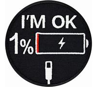 Tactical Morale Patch "I´m OK" Low Energy Level sew on Patches Sticker for Military Clothing |Tactical Morale Fabric Applique Iron on Emblem for All Fabrics and Leather | 75x75 mm
