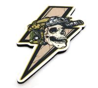 Tactical Morale Patch Lightning Bolt Skull Funny Fabric Vest Badge 7cm x 10.8cm Hook & Loop Airsoft Forces Military Patches