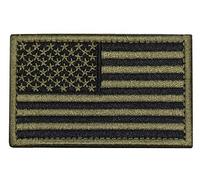 Tactical Morale Patch USA Flag Embroidered American Flag Patch Hook&Loop Fastener Backing Emblem (Black+Army Green)