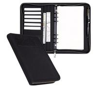 Tactical Notebook, A5/A6 6-Ring Binder with 40 Sheets 80 Pages of Loose-Leaf Paper, Tactical Binder Zippered for Folders, Business Cards Refillable(Black,A6)