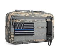 Tactical Outdoor Molle Admin Pouch Tool Utility Bag Horizontal Modular Pouches Include American USA Flag Patch and Keychain (ACU)