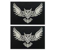 Tactical Owl Embroidered Appliques Patches, 8 x 5.5 cm, Black and White, Hook Fasteners Backing with Loop Swatch, 2-Pack