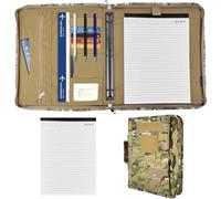 Tactical Padfolio Portfolio Binder, Army Military Padfolio Ring Binder with Zippered and 25 Sheets of Letter Size Paper, Tactical Notebook for A4 Folder, Detachable 3-Ring Binder (A4,13.8X 12Inch)