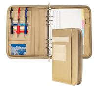 Tactical Padfolio Ring Binder with Zippered, Refillable Planner Binder Tactical Portfolio Organizer for Men, Tactical Notebook Cover for A5 Folder, Small 6 Ring Binder Military Notebook Cover(Coyote)