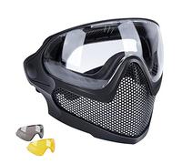 Tactical Paintball Airsoft Mask CS Wargame BB Guns Full Face Protection Steel Mesh Mask with Goggles for Fast Helmet