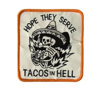 Tactical Patch Skeleton Sombrero - "Hope They Serve Tacos in Hell" Patch Funny - 2.5" x 3" Badge for Backpacks & Jackets