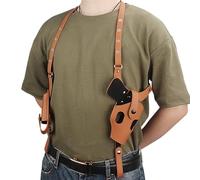 Tactical Pistol Shoulder Holster for Glock 17 19, Concealed Holsters with 1 Magazine Holder, Leather Brown 9 * 22 * 5cm
