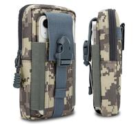 cadorabo tactical mobile phone pouch in BLUE CAMOUFLAGE -molle EDC pouch compatible with Samsung Galaxy XCover 4 with shoulder strap - additional pouch military belt pouch max. 6.7 inch hip pouch