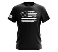 Tactical Pro Supply Patriotic T-Shirts, American Flag Graphic Novelty Shirts for Men, Classic Fit Short Sleeve Tee, Distressed Flag, Medium