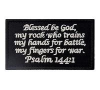 Tactical Psalm 144:1 BNW Patch Combat Badge Morale Applique Embroidered Fastener Hook & Loop Emblem