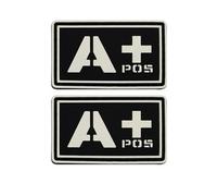 Tactical PVC Blood Type Patch, Glow in the Dark, Hook Backing Positive, 1.97 x 1.18 Inch