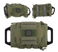 Tactical Rapid-Release 2-Piece Med Kit | Duty-Grade Nylon, MOLLE/Belt Mount For Hunting, Survival Gear Compact(GREEN)
