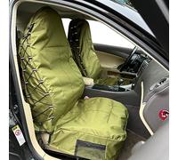 Tactical Seat Covers For Cars Trucks SUV Van, Universal Canvas Multi-Pockets Organizers Rain Defender, Waterproof Seat Protectors Front Pair (Green)