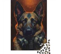 Tactical Shepherd Jigsaw Puzzles 1000Pc Recycled Paper Neon PortraitPuzzle for Adults Jigsaw Puzzle Difficult Challenging Home Activity Fun Present for Home 70x50cm/1000pcs