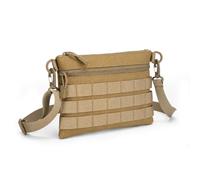 Tactical Shoulder Bag, MOLLE Crossbody Sling with Adjustable Strap | 600D Oxford, Water Resistant, Dual Zipper Storage, Flexible Carry Options, Lightweight, Airsoft, Hiking, Hunting(Brown)