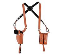Tactical Shoulder Holster, Leather Underarm Double Holster w/Adjustable Strap,Pistol Gun Holster w/ 2 Mag Pouch for 1911 G45 43
