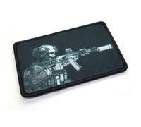 Tactical Skeleton Morale Patch Fabric Vest Badge Tac Skull 9cm x 5.5cm Hook & Loop Airsoft Forces Military Patches Black and White