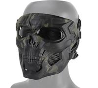 Tactical Skull Face Mask With Clear Goggles - Breathable Windproof Full Coverage For Airsoft, Motorcycle, Halloween Compatible Helmets/Balaclavas(BCP)