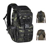Tactical sling Backpack for men- Large Army one shoulder Backpacks For Men Camping Hiking Trekking Daypack Rucksack, Black Camo, L, Outdoor