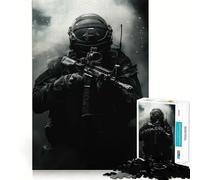 Tactical Soldier in Smoke 1000 Piece Jigsaw Puzzle for Teenagers Smart Game Relaxed Mind Pattern Assembly Santa Wish List (50x75cm)