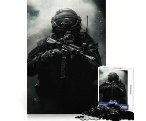 Tactical Soldier in Smoke Jigsaw Puzzles for Teenagers 1000 Pieces Raise Memory Slow Enjoy Clean Edge (38x26cm)