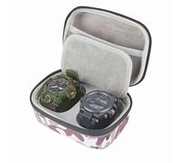 Tactical-Style Watch & TWS Storage Box Waterproof Shockproof Travel Case with D-Ring Carabiner for Apple Watch/Smartwatches/Airpods/TWS Earbuds,Beige Camo