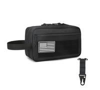 Tactical Toiletry Bag for Men - MOLLE Dopp Kit with Dry/Wet Separation, Large Capacity, Water-Resistant Travel Shaving Bag with U.S Patch & T-Mount MOLLE Clip (Black)