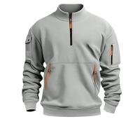 tactical tops for men Mens Half Zip Tactical Pullover Tops UK Fashion Tactical Military Sweatshirts Casual Sport Cargo Pullover with Pockets Autumn Winter Workout Gym Jackets Grey 4XL