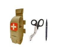 Tactical Tourniquet Pouch Holder TQ Tourniquet Case Trauma Medical Shear Pouch with Shears and Pen(TAN Set)